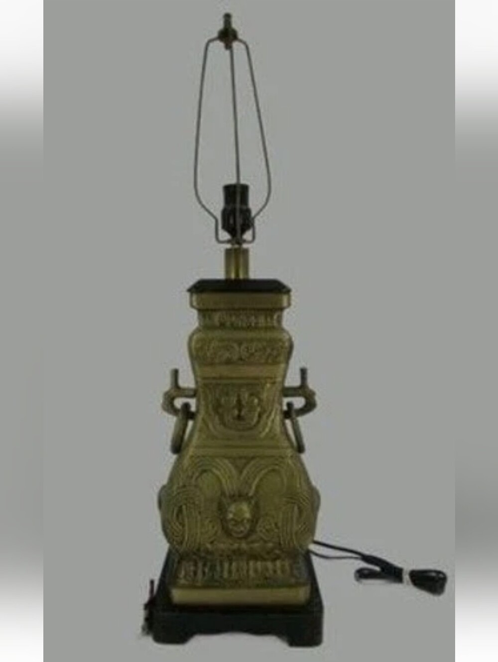 RARE James Mont Vintage Chinoiserie 1940's Heavy Urn Bronze Brass Table Lamp